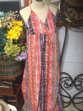 SHEIN Multi-Color Boho Striped Maxi Dress